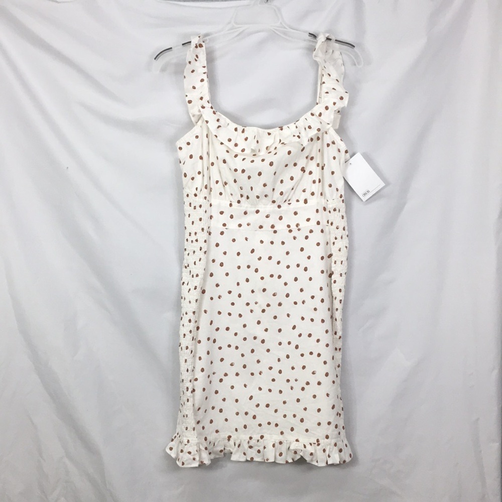 ASOS Women’s Mini Sleeveless Ruffle Polka Dot Cotton Dress Size 10 NEW With Tag